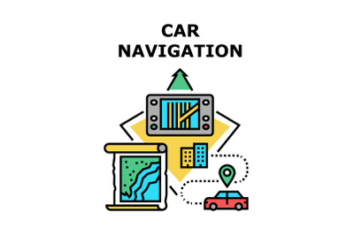 Car Navigation Device Concept Color Illustration