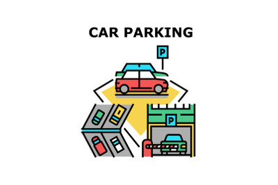 Car Parking Garage Concept Color Illustration
