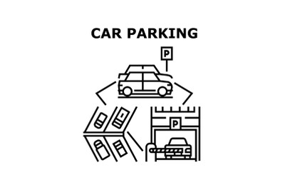 Car Parking Garage Concept Color Illustration