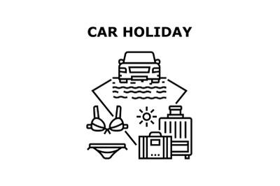 Car Holiday Vector Concept Black Illustration