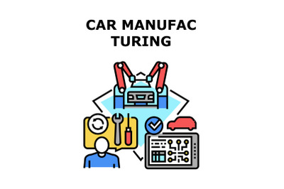 Car Manufacturing Plant Concept Color Illustration