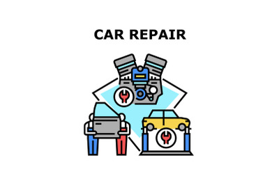 Car Repair Service Concept Color Illustration