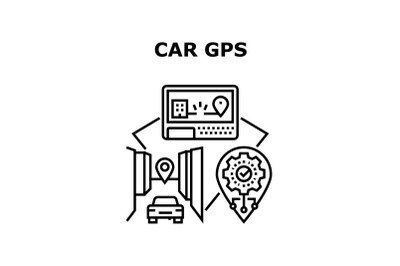 Car Gps Device Vector Concept Black Illustration