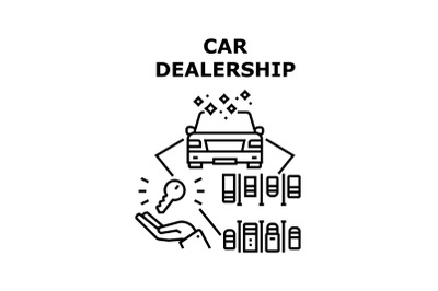 Car Dealership Vector Concept Black Illustration