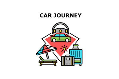 Car Journey Vector Concept Color Illustration