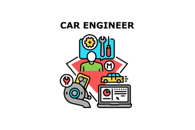 Car Engineer Vector Concept Color Illustration