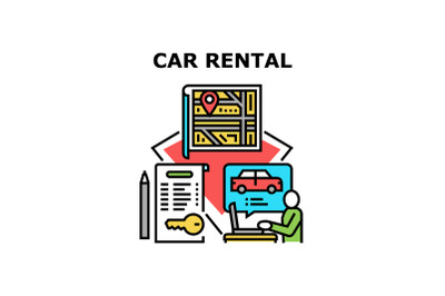 Car Rental Business Concept Color Illustration