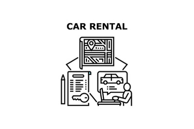 Car Rental Business Concept Black Illustration