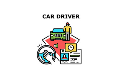 Auto Car Driver Vector Concept Color Illustration