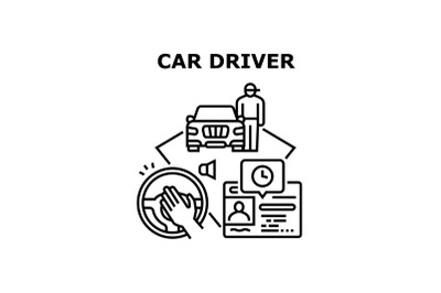 Auto Car Driver Vector Concept Black Illustration