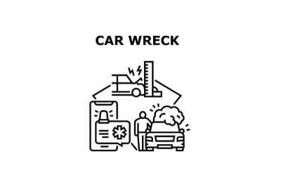Car Wreck Crash Vector Concept Black Illustration