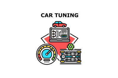Car Tuning Improvement Concept Color Illustration