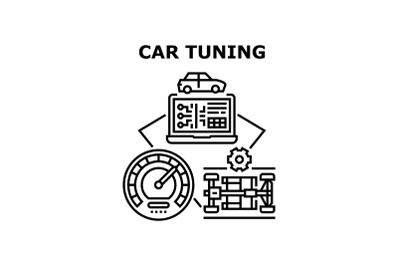 Car Tuning Improvement Concept Black Illustration
