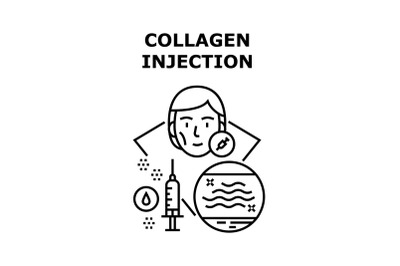 Collagen Injection Concept Black Illustration