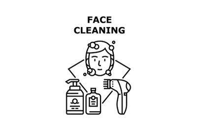 Face Cleaning Vector Concept Black Illustration
