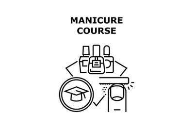 Manicure Course Vector Concept Black Illustration