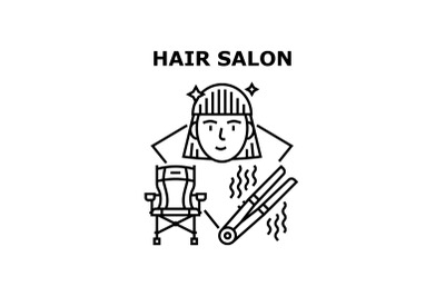 Hair Salon Treatment Concept Black Illustration