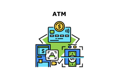 Atm Banking Machine Concept Color Illustration