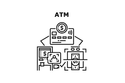 Atm Banking Machine Concept Black Illustration