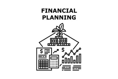 Financial Planning Concept Black Illustration