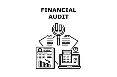 Financial Audit Vector Concept Black Illustration