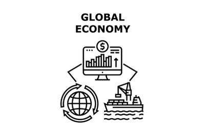 Global Economy Vector Concept Black Illustration