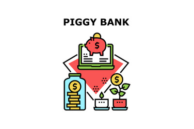 Piggy Bank Money Vector Concept Color Illustration