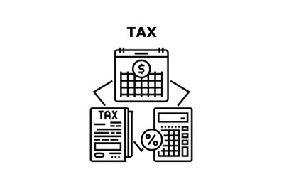 Tax Payment Vector Concept Black Illustration