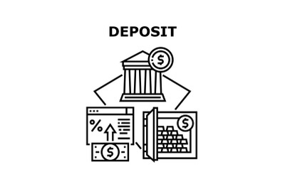 Deposit Bank Vector Concept Black Illustration