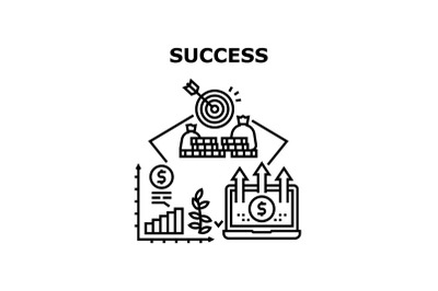 Success Economic Vector Concept Black Illustration