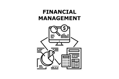 Financial Management Concept Black Illustration