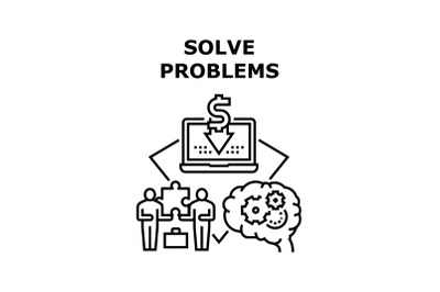 Solve Problems Vector Concept Black Illustration