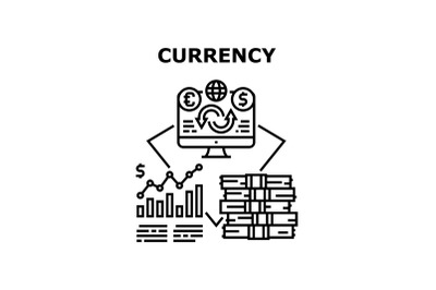 Currency Money Vector Concept Black Illustration