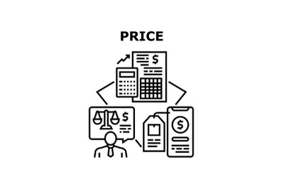 Price Goods Vector Concept Black Illustration
