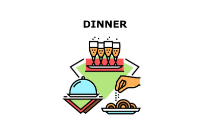 Dinner Enjoyment Vector Concept Color Illustration