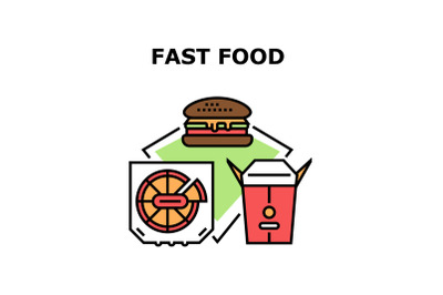 Fast Food Lunch Vector Concept Color Illustration