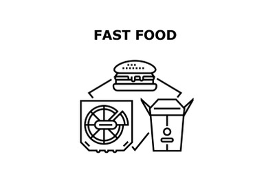 Fast Food Lunch Vector Concept Color Illustration