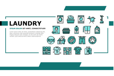 Laundry Service Washing Clothes Landing Header Vector