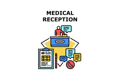 Medical Reception Desk Concept Color Illustration