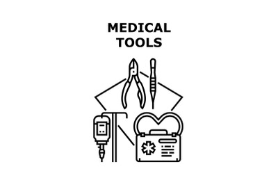 Medical Tools Vector Concept Black Illustration