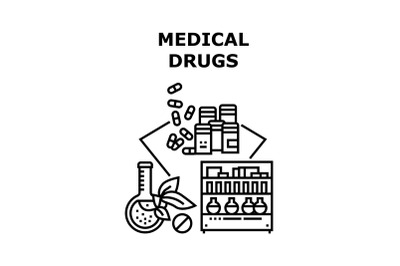 Medical Drugs Vector Concept Black Illustration