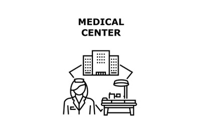 Medical Center Vector Concept Black Illustration