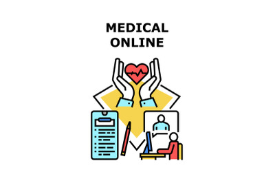 Medical Online Vector Concept Color Illustration