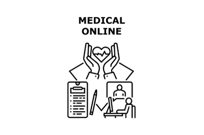 Medical Online Vector Concept Black Illustration