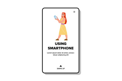 Woman Using Smartphone For Communication Vector