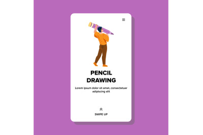 Man Designer Pencil Drawing Picture Work Vector