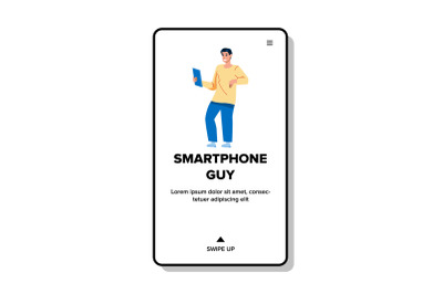 Guy Using Smartphone For Communication Vector