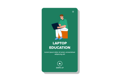 Man Laptop Education And Online Webinar Vector