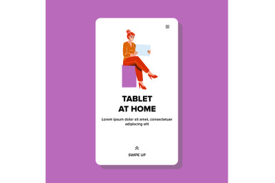 Girl Using Tablet At Home For Communication Vector