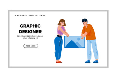 Graphic Designers Create Project Together Vector